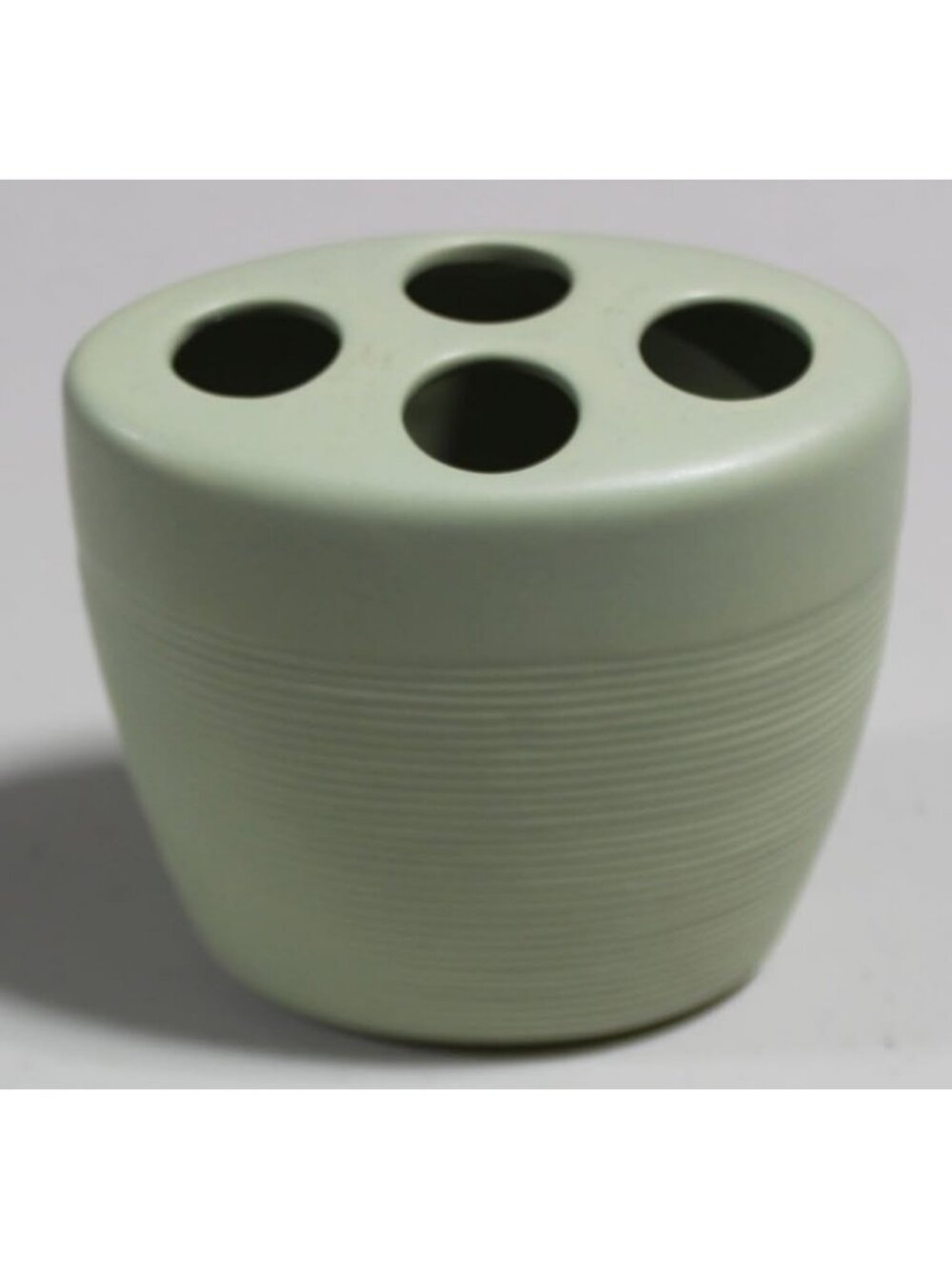 Vintage Celadon Green Ceramic Toothbrush Holder & Vanity Caddy